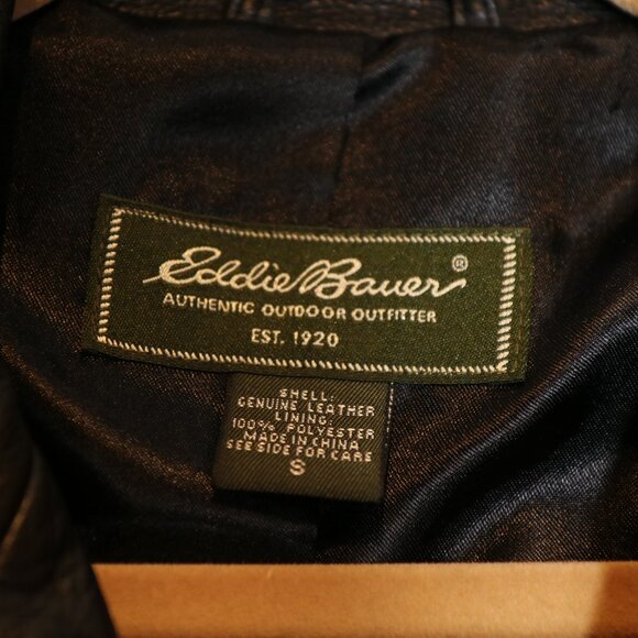 Eddie Bauer Y2K Vintage Genuine Leather Long Leather Jacket Womens Small Black - Picture 3 of 7